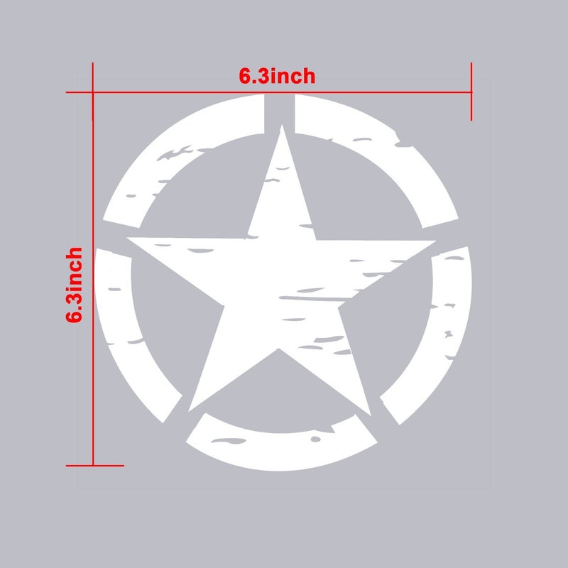 Hooke Road Star Bumper Sticker Body Truck Cars Decals Decoration for Jeep Wrangler YJ TJ JK JL Gladiator Tundra Tacoma F150 RAM Pickup Trucks All Cars - White, 6.3inches - Image 5